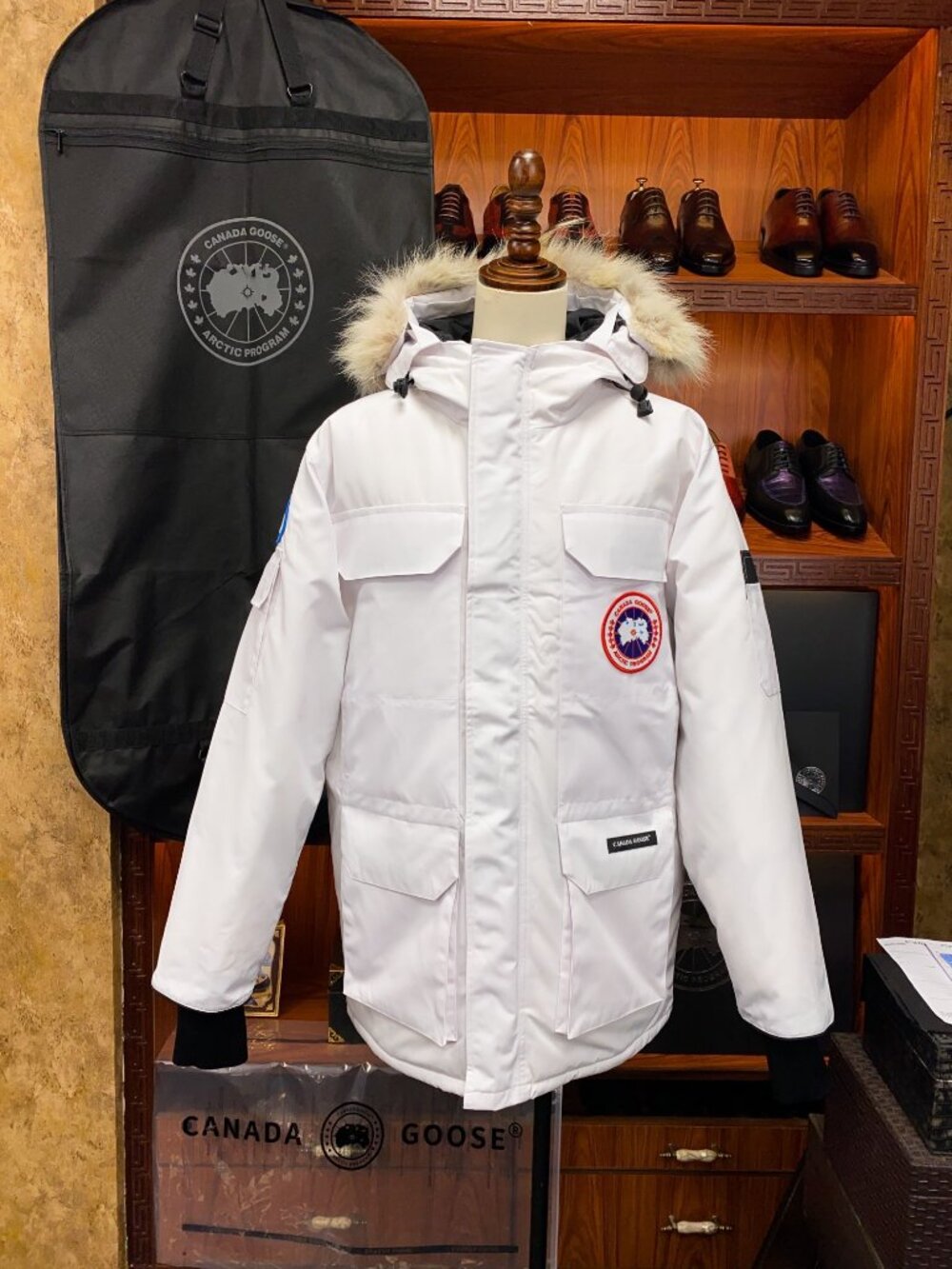 Canada Goose Expedition White Fur Hood Parka Jacket